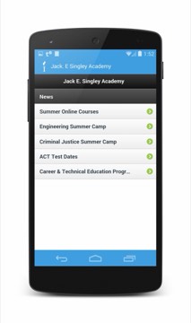 A StudentConnection school news list for Jack E. Singley Academy.