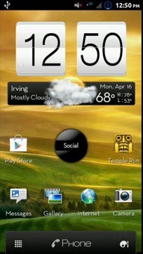 A themed Android home screen with recolored widgets.